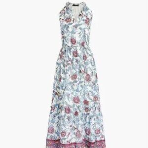 J. Crew Point Sur Ruffle-Front Block Print Maxi Dress
